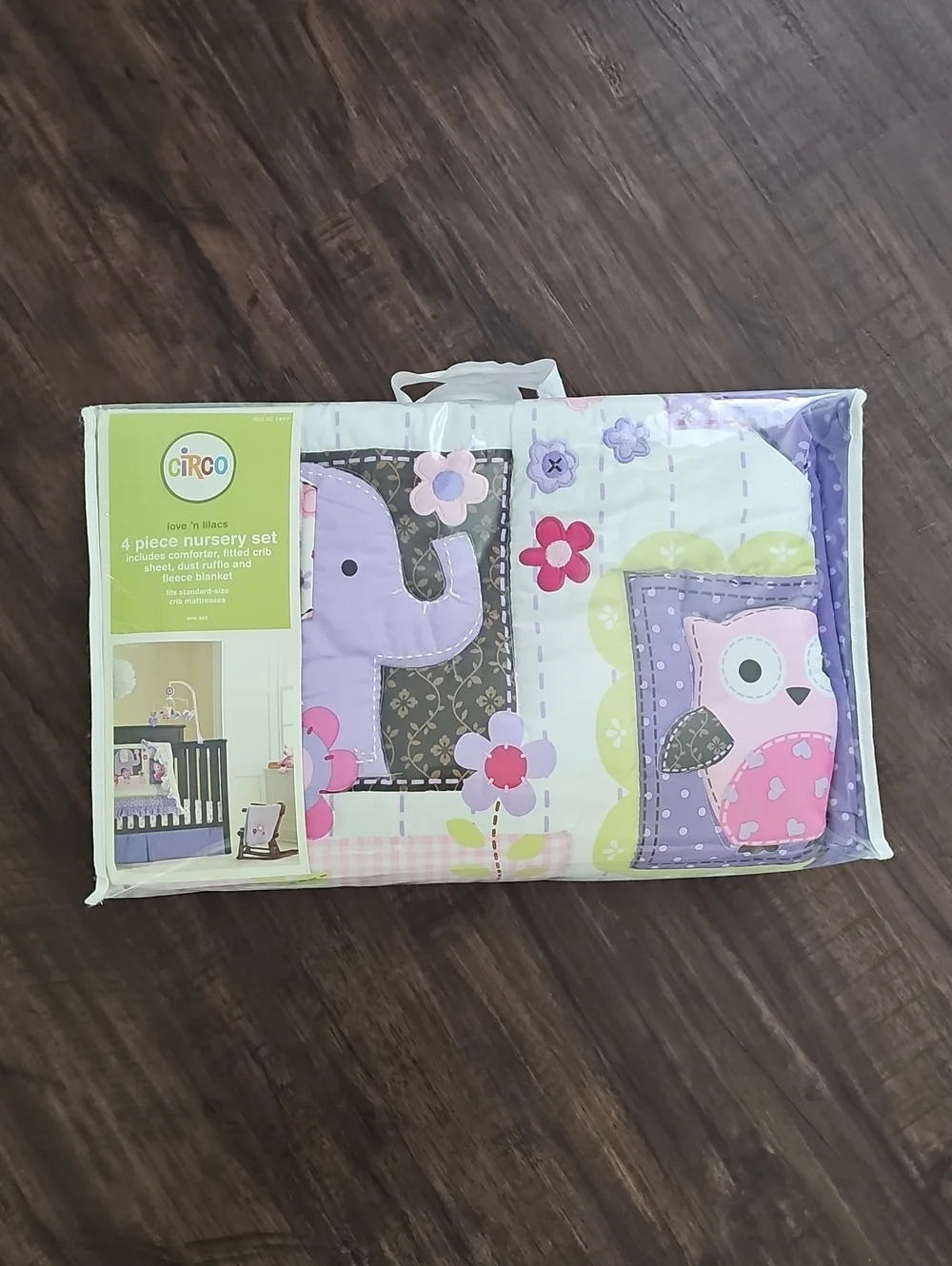 Circo Pink Purple & Green Elephant and Owl Nursery Bedding Set